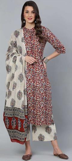 Casual, Party Wear Multicolor color Salwar Kameez in Cotton fabric with Palazzo, Straight Printed work : 1822971