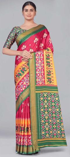 Casual, Traditional Multicolor color Saree in Crepe Silk, Silk fabric with South Printed work : 1823243