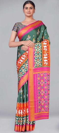 Casual, Traditional Multicolor color Saree in Crepe Silk, Silk fabric with South Printed work : 1823246