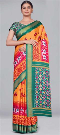 Casual, Traditional Multicolor color Saree in Crepe Silk, Silk fabric with South Printed work : 1823248