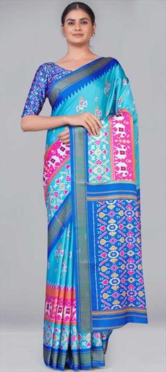 Casual, Traditional Multicolor color Saree in Crepe Silk, Silk fabric with South Printed work : 1823252