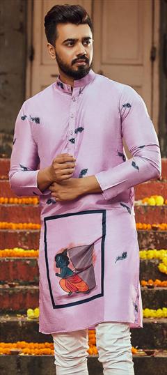 Pink and Majenta color Kurta in Art Silk fabric with Printed work : 1823660