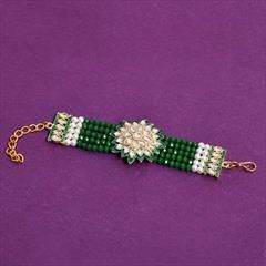 Green color Bracelet in Metal Alloy studded with Kundan & Gold Rodium Polish : 1824208