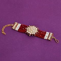 Red and Maroon color Bracelet in Metal Alloy studded with Kundan & Gold Rodium Polish : 1824209