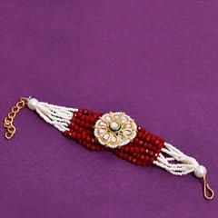 Red and Maroon color Bracelet in Metal Alloy studded with Kundan & Gold Rodium Polish : 1824210