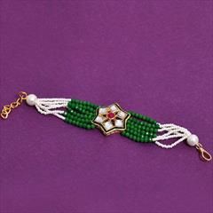 Green color Bracelet in Metal Alloy studded with Kundan & Gold Rodium Polish : 1824211