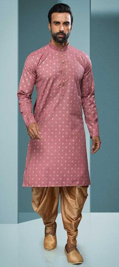 Pink and Majenta color Dhoti Kurta in Cotton fabric with Thread work : 1824402