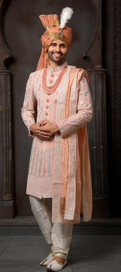 Pink and Majenta color Sherwani in Georgette fabric with Embroidered, Thread work : 1824444