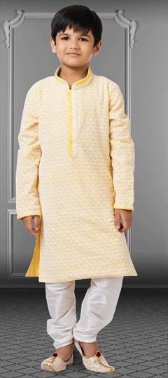 Yellow color Boys Kurta Pyjama in Georgette fabric with Embroidered, Thread work : 1824743