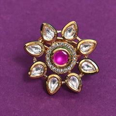 Pink and Majenta, White and Off White color Ring in Brass studded with CZ Diamond & Gold Rodium Polish : 1825059