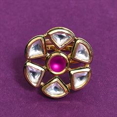 Pink and Majenta, White and Off White color Ring in Brass studded with CZ Diamond & Gold Rodium Polish : 1825064