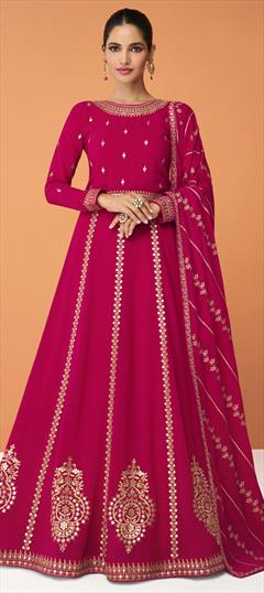 Bollywood Pink and Majenta color Salwar Kameez in Georgette fabric with Anarkali Embroidered, Sequence, Thread, Zari work : 1825133