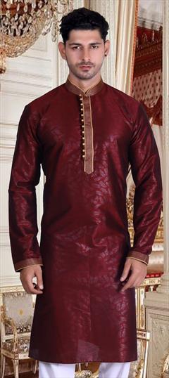 Red and Maroon color Kurta in Cotton fabric with Printed, Thread work : 1826020