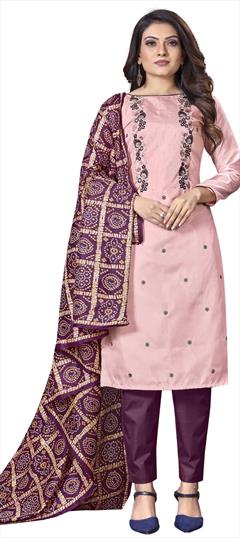 Festive, Party Wear Pink and Majenta color Salwar Kameez in Chiffon fabric with Straight Embroidered, Resham, Thread work : 1826856