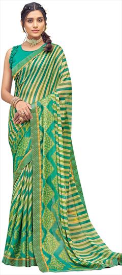 Casual Green color Saree in Chiffon fabric with Classic Printed work : 1827010