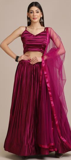 Festive, Party Wear Purple and Violet color Lehenga in Satin Silk fabric with A Line Thread work : 1827919