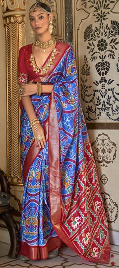 Traditional Multicolor color Saree in Patola Silk, Silk fabric with South Printed work : 1828005