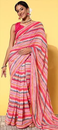 Traditional Pink and Majenta color Saree in Art Silk, Silk fabric with South Embroidered, Printed, Sequence work : 1828321