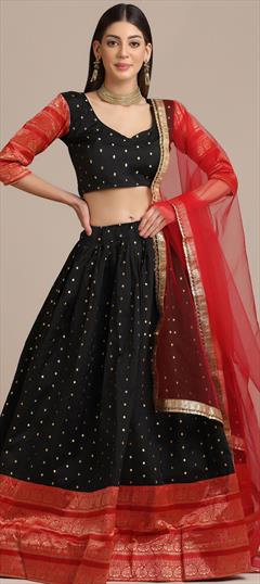 Designer, Party Wear, Reception, Wedding Black and Grey color Lehenga in Jacquard fabric with Classic Weaving work : 1829860