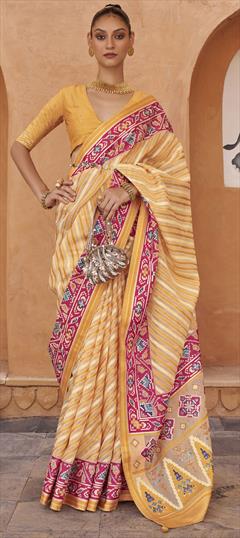 Designer, Festive Multicolor color Saree in Brasso fabric with Classic Printed, Stone work : 1830121