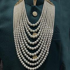 White and Off White color Groom Necklace in Metal Alloy studded with Pearl & Enamel : 1830947