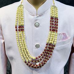 Red and Maroon color Groom Necklace in Metal Alloy studded with Pearl & Enamel : 1830959