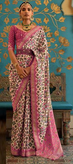Festive, Traditional Multicolor color Saree in Patola Silk, Silk fabric with South Border, Printed work : 1832209