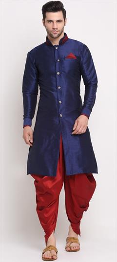 Blue color Dhoti Kurta in Dupion Silk fabric with Thread work : 1833073