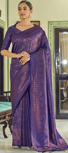 Designer, Traditional Purple and Violet color Saree in Art Silk, Silk fabric with South Weaving work : 1835344