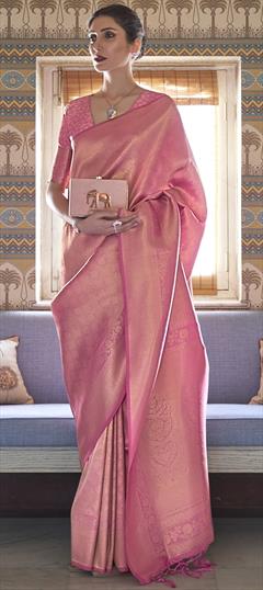 Traditional Pink and Majenta color Saree in Art Silk, Silk fabric with South Weaving work : 1835572