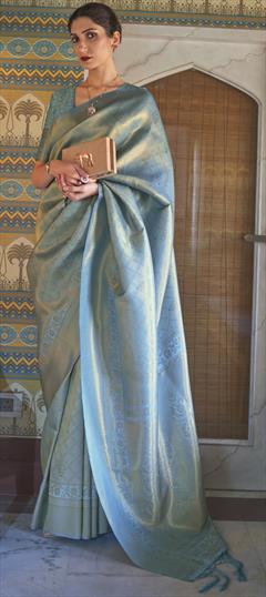 Traditional Blue color Saree in Art Silk, Silk fabric with South Weaving work : 1835576