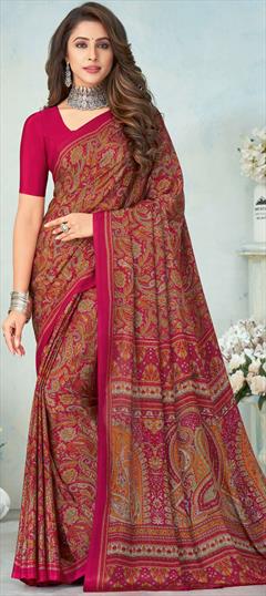 Casual, Traditional Multicolor color Saree in Crepe Silk, Silk fabric with South Printed work : 1836955