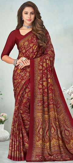 Casual, Traditional Multicolor color Saree in Crepe Silk, Silk fabric with South Printed work : 1836959
