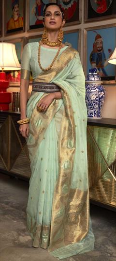 Traditional, Wedding Blue color Saree in Art Silk, Silk fabric with South Weaving work : 1838243