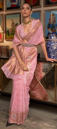 Traditional, Wedding Pink and Majenta color Saree in Art Silk, Silk fabric with South Weaving work : 1838254