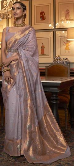 Traditional, Wedding Purple and Violet color Saree in Art Silk, Silk fabric with South Weaving work : 1838255