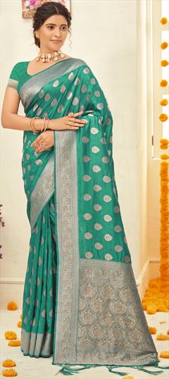 Traditional Blue color Saree in Art Silk, Silk fabric with South Weaving work : 1838346