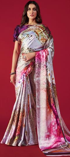 Casual, Traditional Multicolor color Saree in Crepe Silk, Silk fabric with South Printed work : 1838804