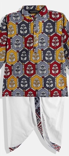 Festive, Party Wear Multicolor color Boys Dhoti Kurta in Cotton fabric with Floral, Printed work : 1839266