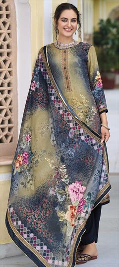 Festive, Party Wear Multicolor color Salwar Kameez in Crepe Silk fabric with Palazzo, Straight Digital Print, Floral work : 1839272