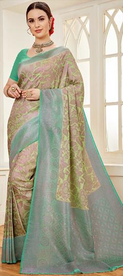 Traditional Green color Saree in Art Silk, Silk fabric with South Weaving work : 1839339