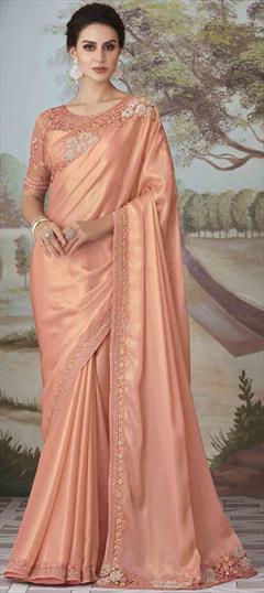 Traditional, Wedding Pink and Majenta color Saree in Art Silk, Silk fabric with South Embroidered, Sequence, Thread work : 1840688