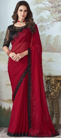 Traditional, Wedding Pink and Majenta color Saree in Art Silk, Silk fabric with South Embroidered, Sequence, Thread work : 1840707