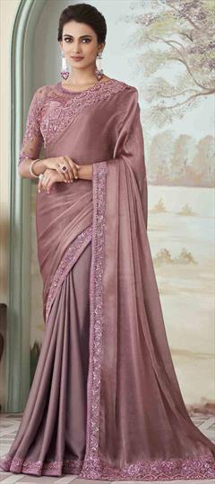 Traditional, Wedding Purple and Violet color Saree in Art Silk, Silk fabric with South Embroidered, Sequence work : 1840711