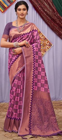 Traditional Pink and Majenta color Saree in Cotton fabric with Classic Weaving, Zari work : 1841264