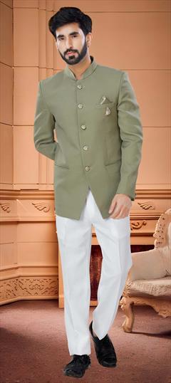 Green color Jodhpuri Suit in Rayon fabric with Broches work : 1841761