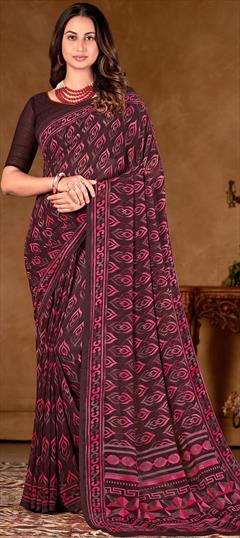 Casual Multicolor color Saree in Georgette fabric with Classic Floral, Printed work : 1842170