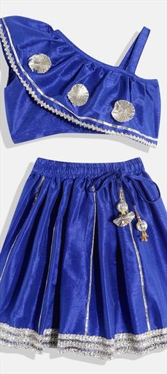 Blue color Kids Lehenga in Art Silk fabric with Gota Patti work : 1842356