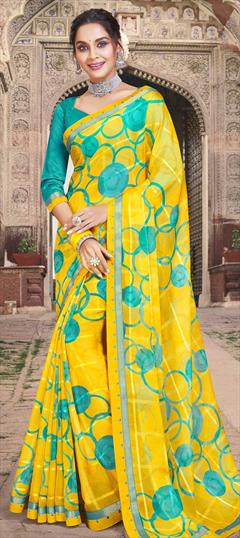 Casual, Party Wear Yellow color Saree in Georgette fabric with Classic Printed work : 1842398