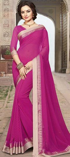 Casual, Party Wear Pink and Majenta color Saree in Georgette fabric with Classic Printed work : 1842433